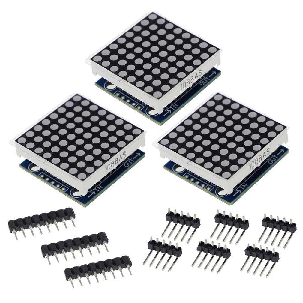  [AUSTRALIA] - HiLetgo 3pcs MAX7219 8x8 Dot Matrix LED Display Module 5V MCU Control MAX7219 88 LED Dot Matrix DIY Kit