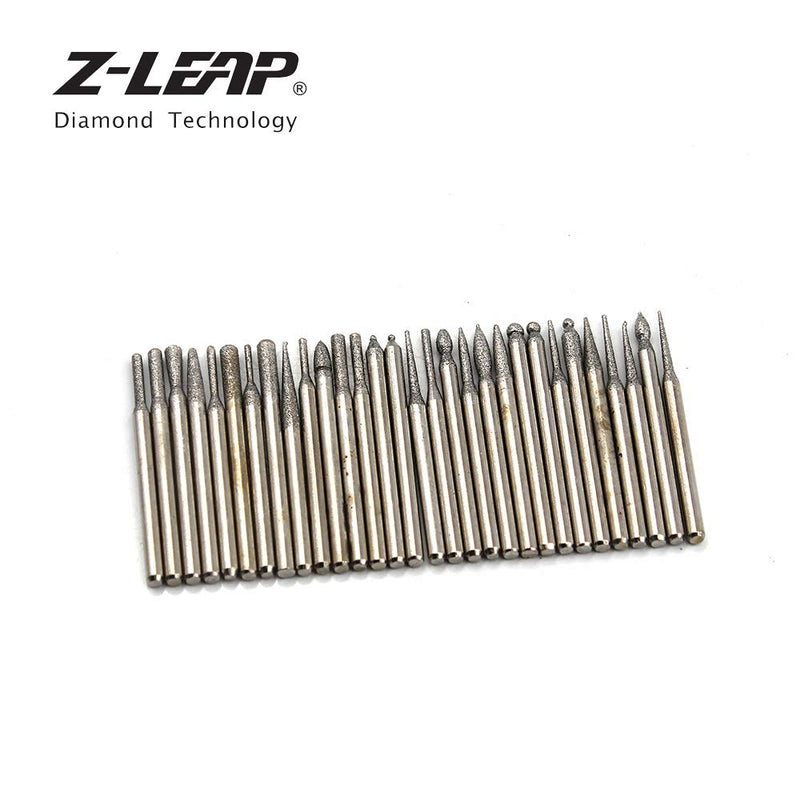 Z-LEAP 30 Pcs Set of Titanium-Coated Diamond Burrs, Grits 120 Drill Bit Cylindrical Burr Kit Suitable for Grinding Hard Metals - LeoForward Australia