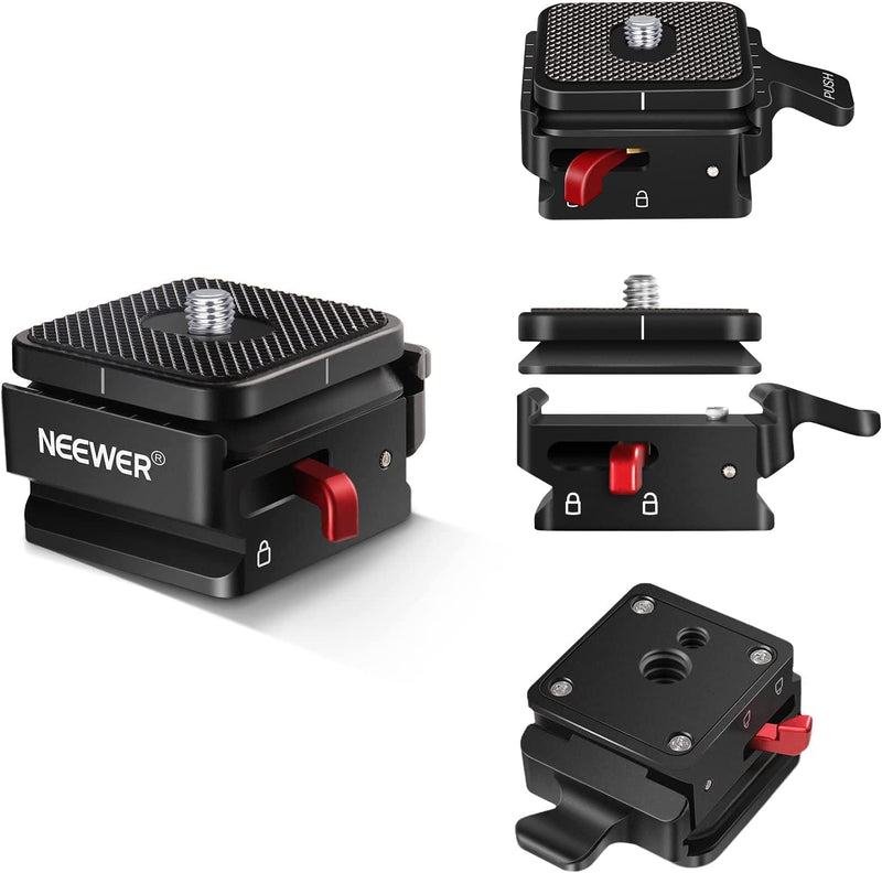  [AUSTRALIA] - NEEWER Quick Release Plate, Camera Mount Adapter with 1/4" and 3/8" Screw Thread, Quick Release System Compatible with Arca Swiss for Tripod, Monopod, Stabilizer, Slider, Max. Load 11lb/5kg (QRP-1)