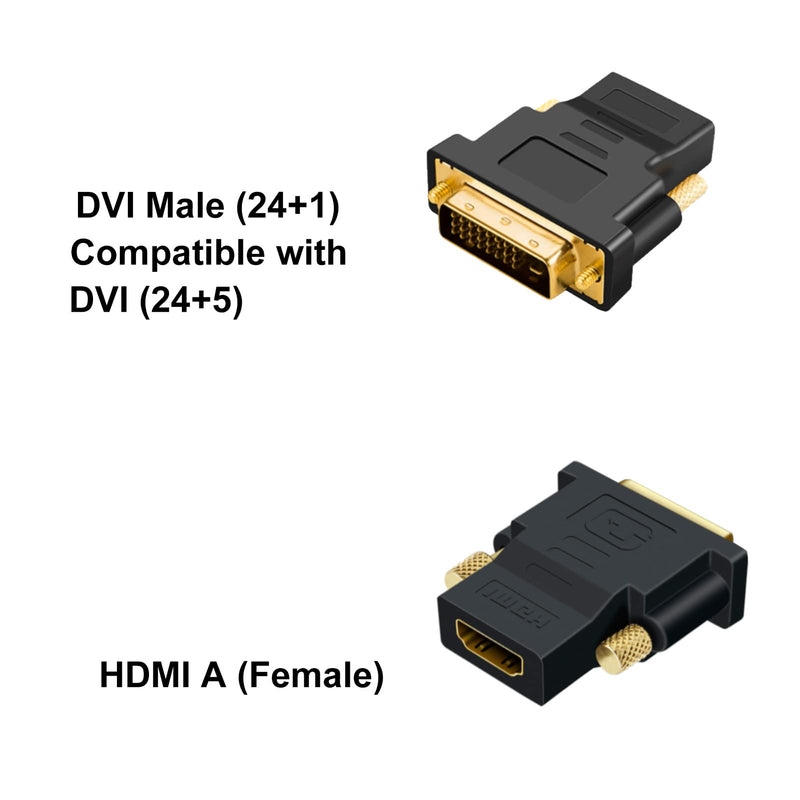  [AUSTRALIA] - HDMI to DVI Adapter, UV-CABLE 2-Pack Bi-Directional DVI to HDMI Adapter Converter Male to Female for Computer, Monitor, TV Projector, Video Game and so on gold