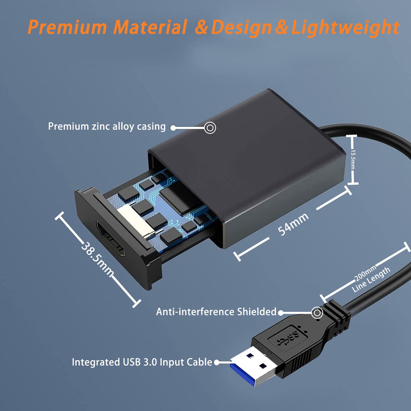  [AUSTRALIA] - USB to HDMI Adapter USB 3.0/2.0 to HDMI for Multiple Monitors 1080P Compatible with Windows XP/7/8/10/11 and MacOS(Black) USB to HDMI