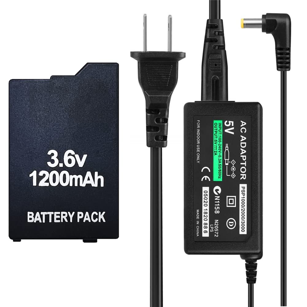  [AUSTRALIA] - PSP Charger and Battery Bundle for PSP 2000/3000 Series Compatible with Sony Playstation PSP-S110 PSP 2000 2001 2002 3000 3001 3002 Series Console