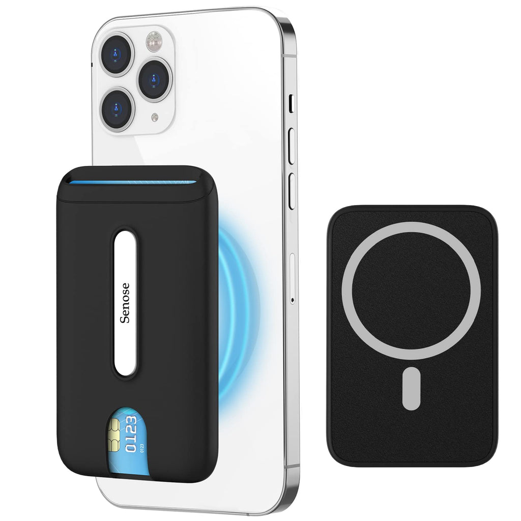  [AUSTRALIA] - Senose Magnetic Wallet Compatible for Magsafe, Silicone Phone Card Holder Compatible for iPhone 14 Pro Max/14 Pro/14 Plus/14/13 Pro max/13 Pro/13/12 Pro Max/12 Pro/12 and Mag Safe Case, Black