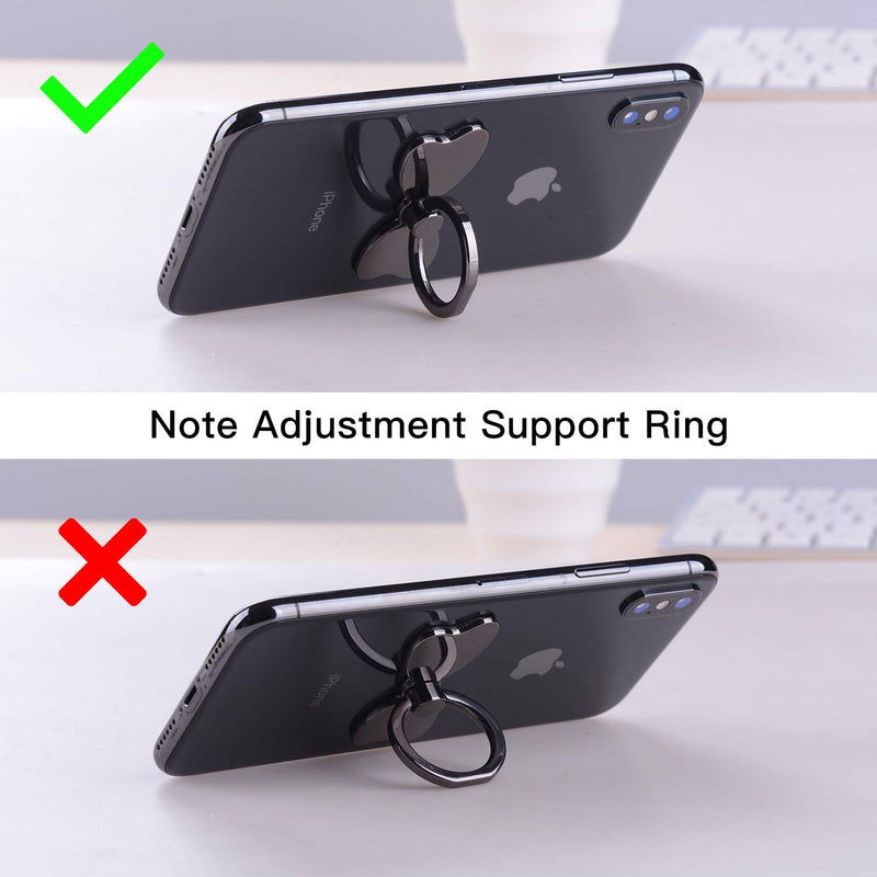 pzoz Metal Cell Phone Finger Ring Stability Holder Back Stand Collapsible Hand Grip Knob Loop Universal Car Mount Hook Kickstand 360 for iPhone Samsung Galaxy Mobile Cute Accessories (Black) Black - LeoForward Australia