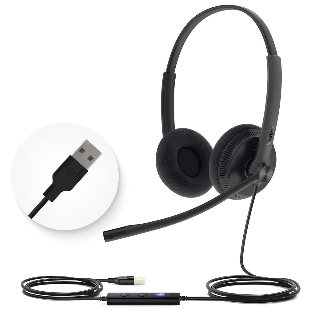  [AUSTRALIA] - Yealink Headset with Microphone USB Headset Computer Headset PC Laptop Headset Teams Certified UH36 UH34 Wired Noise Cancelling with Mic Stereo (for Microsoft Optimized, Dual-LITE-USB A) for Microsoft Optimized