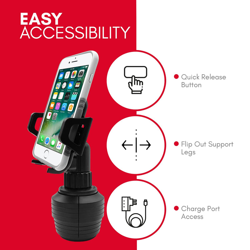  [AUSTRALIA] - Macally Cup Holder Phone Mount, [Upgraded] Cell Phone Holder for Car Cup Holder with Universal Cup Phone Holder for iPhone, Samsung, Smartphone - Cupholder Phone Holder for Car, Truck, Golf Cart