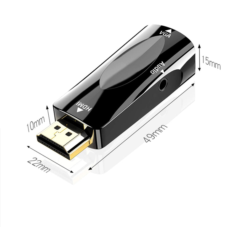  [AUSTRALIA] - HDMI to VGA Adapter 1080P Video with 3.5mm Audio Jack, Cuxnoo HDMI-VGA Converter for HDMI Laptop, PC, Raspberry Pi, Chromebook, Roku, Xbox, to Display on VGA Monitor, Projector Black