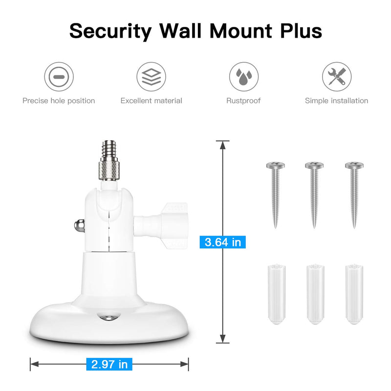  [AUSTRALIA] - 360 Degree Adjustable Mount for Stick Up Cam/Indoor Cam/Battery Cam,TIUIHU Stable Outdoor Ceiling Bracket Mounting Kit for Plug-in HD Security Camera (2-Pack,White) White