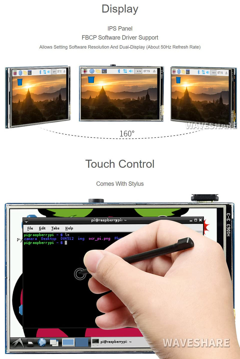  [AUSTRALIA] - Waveshare 3.5inch RPi LCD (B) 320x480 Resoution Touch Screen IPS TFT Display Designed for Any Revision of Raspberry Pi Directly-pluggable Better Displaying