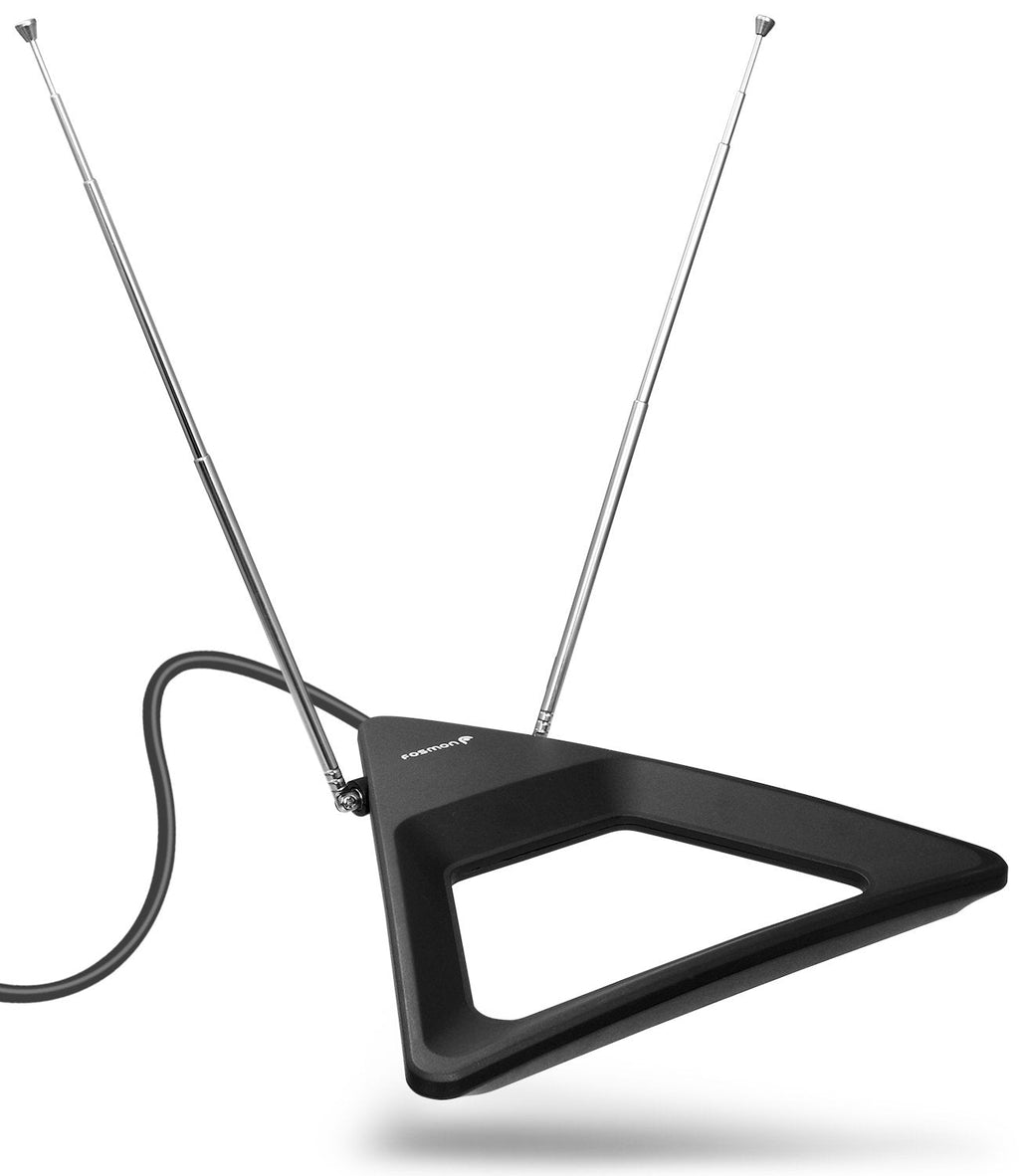  [AUSTRALIA] - Fosmon HDTV Antenna 25-40 Miles Range, Indoor Rabbit Ear TV Antenna, Retractable Dipoles [Wall Mountable or Tabletop] with 5FT Cable Support 4K Ready, ATSC 3.0, UHF, VHF, 1080p Free TV Channel