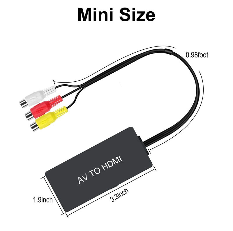 [AUSTRALIA] - RuiPuo RCA to HDMI Converter, AV to HDMI Adapter, Composite to HDMI Adapter Support 1080P, PAL/NTSC Compatible with WII/WII U/PS one/PS2/PS3/STB/Xbox/VHS/VCR/Blue-Ray DVD ect.