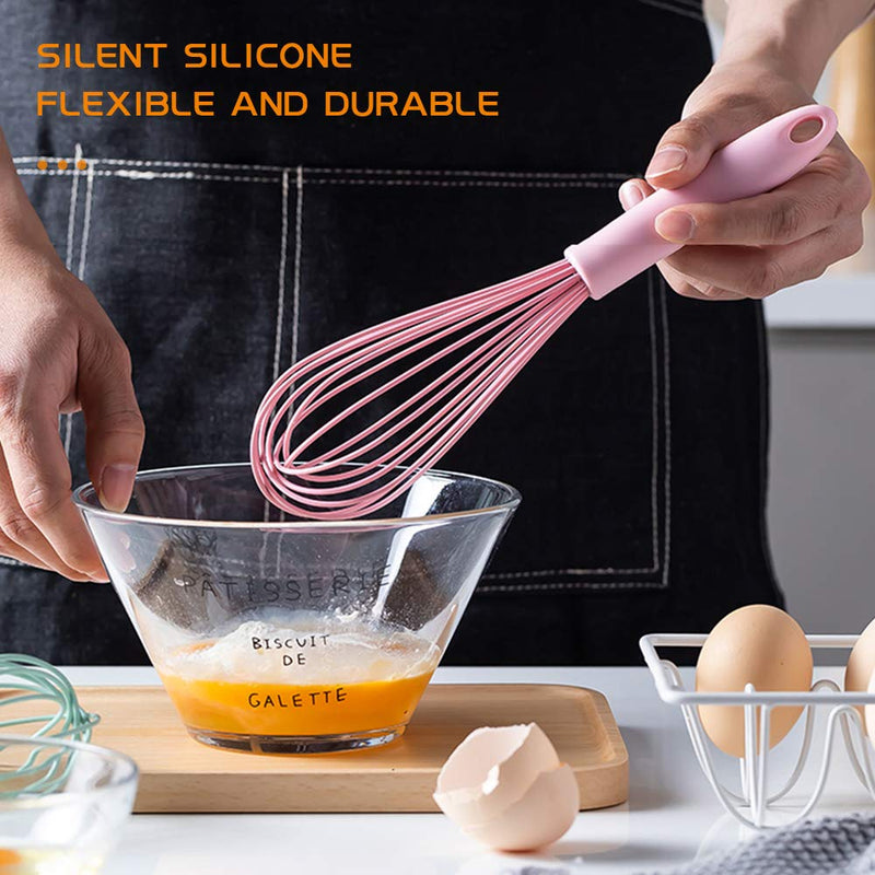  [AUSTRALIA] - 5 Pcs Colorful Kitchen Mini Silicone Whisks - Mini Whisk Stainless Steel Dough Whisk, Non Stick Hand Tiny Balloon Wire Whisk, Milk Frother Kitchen Utensils Gadgets