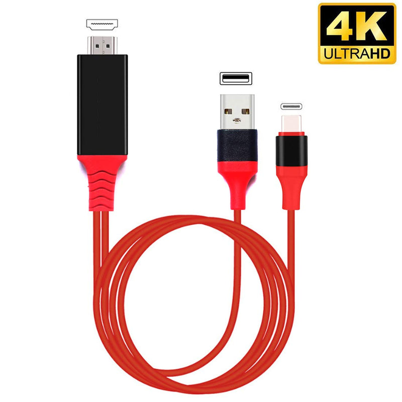  [AUSTRALIA] - USB C to HDMI Adapter with USB Cable, AWADUO Type c to HDMI Adapter 4K 30Hz Compatible with MacBook 2018 iPad Pro,iMac,ChromeBook Pixel,Galaxy S9 Note9 S10 Surface Book Pro- 6.6FT (6.6FT, Red)