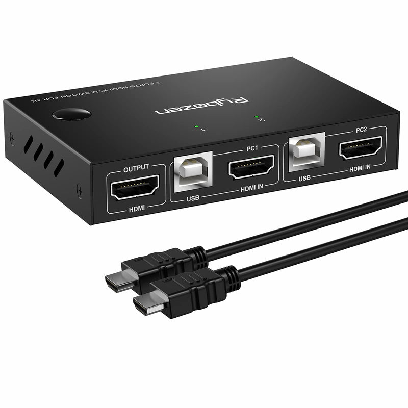  [AUSTRALIA] - Rybozen KVM Switch HDMI 2 Port Box, 2 Computers Share Keyboard Mouse and HD Monitor,HUD 4K (3840x2160),Support Wireless Keyboard and Mouse Connections