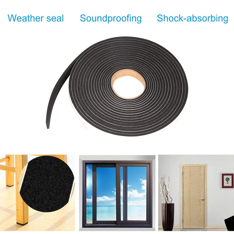  [AUSTRALIA] - Seal Foam Tape,1/2 Inch W x 1/8 Inch T Weather Stripping for Door and Window,High Density Single Sided Closed Cell Door Insulation Weather Strip, 3 Rolls Total 50FT Black 1/2"W x 1/8"T x 50FT