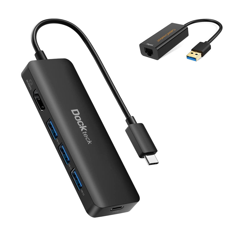  [AUSTRALIA] - USB Ethernet Adapter, CableCreation USB 3.0 to 10/100/1000 Gigabit Wired LAN Network Adapter Bundle with Dockteck USB-C Hub 5-in-1 with 4K HDMI, 100W Power Delivery, 3 USB 3.0 Data Port