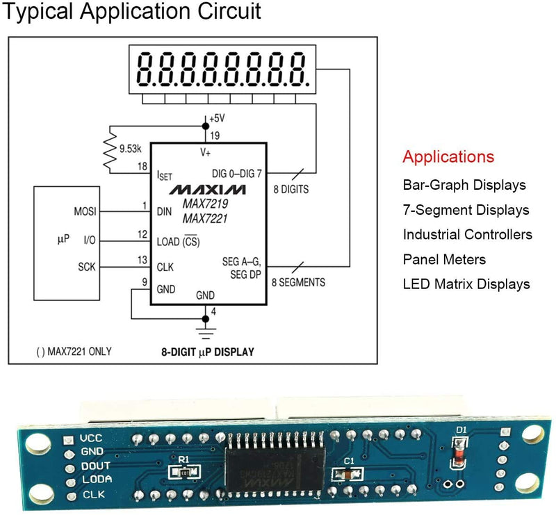  [AUSTRALIA] - DEVMO 4pcs 8-Digit 7 Segment Module MAX7219 8 Bit Digital Segment Tube LED Display Module Supports Cascade Eight Bit Serial 3 IO Ports Compatible with Ar-duino MCU/51/AVR/STM32