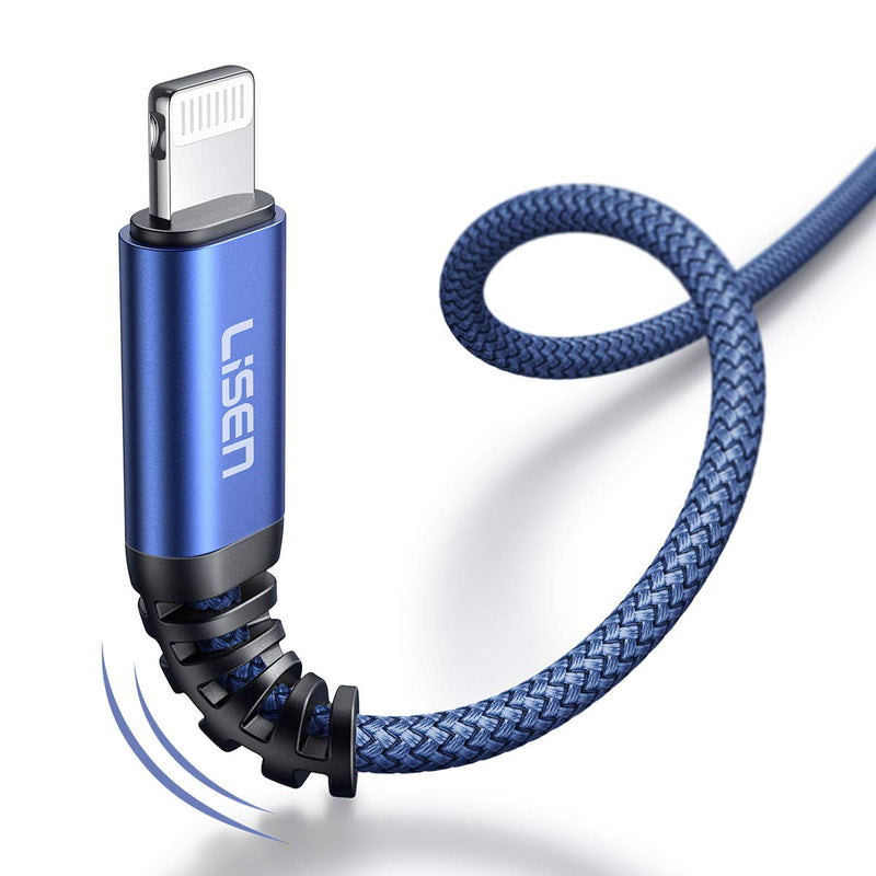  [AUSTRALIA] - iPhone Charger Cable (6.6ft) MFi Certified, [Never Rupture] LISEN Lightning Cable 2.4A Fast Charging iPhone Cord Compatible with iPhone 11 Pro/Xs Max/XR/XS/X/8/8 Plus/7/6/6 Plus/SE/5/5S (6.6FT, Blue) 6.6ft 1