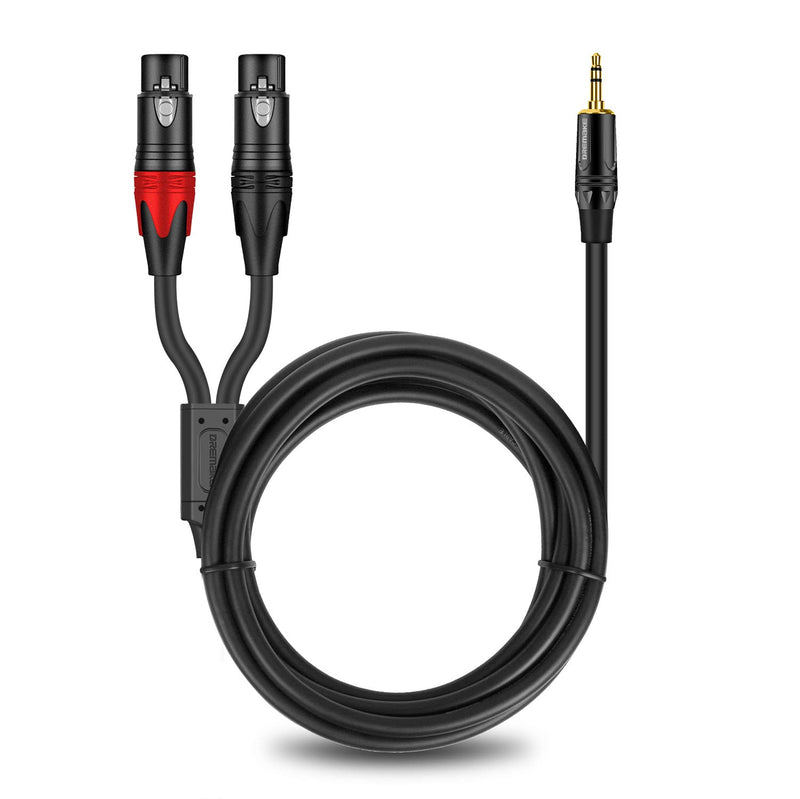  [AUSTRALIA] - DREMAKE 3.5mm TRS to Dual XLR Female Stereo Audio Breakout Cable 6FT, 1/8 Inch Male to Dual XLR 3-Pin Female Y-Splitter Adapter Cord, Dual XLR Female to 1/8'' Male Patch Mic Cable for Mixer Laptop 6FT/2.0M