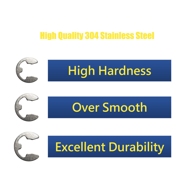  [AUSTRALIA] - 304 Stainless Steel E Clip Assortment Kit E-Clip External Retaining Ring Assortment Set (M1.5-M10,120 PCS)