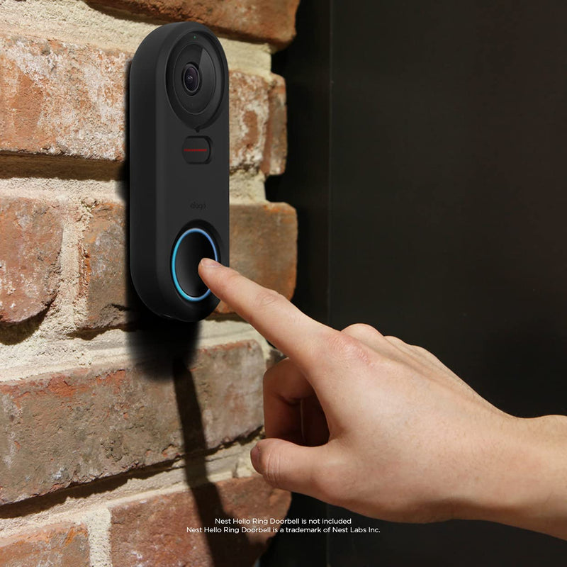  [AUSTRALIA] - elago Silicone Case Designed for Google Nest Hello Doorbell Cover (Black) - Full Protection, Night Vision Compatible [US Patent Registered] Black