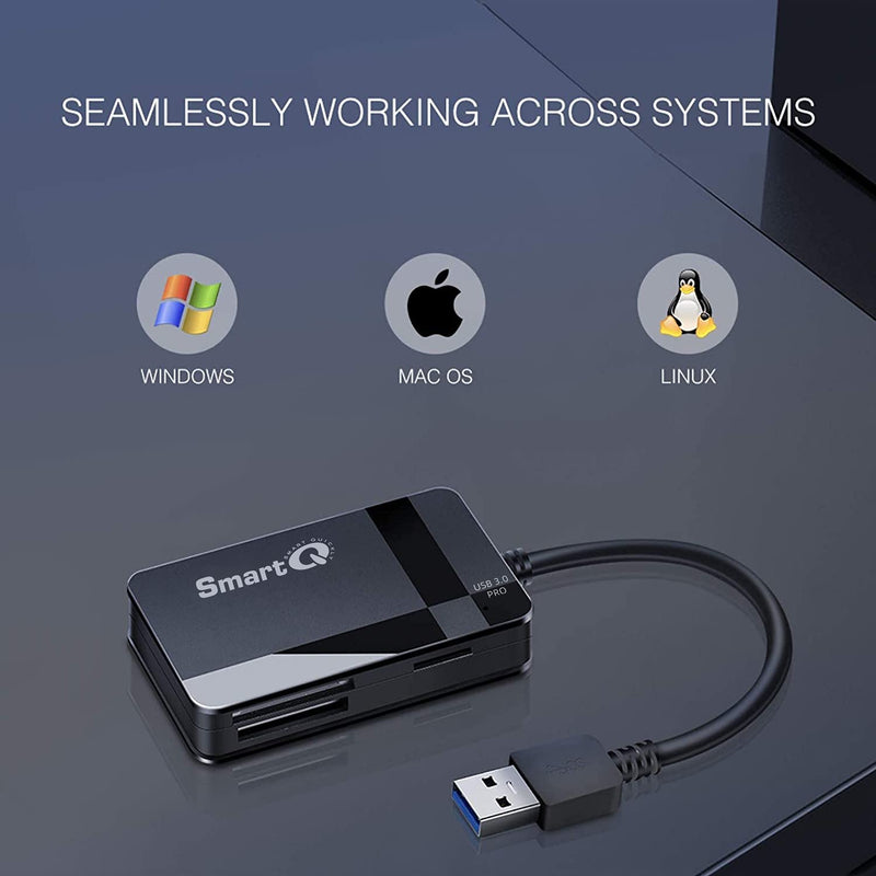 SmartQ C368 Pro USB 3.0 Multi-Card Reader, Plug N Play, Apple and Windows Compatible, Powered by USB, Supports CF/SD/SDHC/SCXC/MMC/MMC Micro/RS MMC/Mini SD/Micro SD/MS Duo/MS Pro/MS Pro Pro Duo USB A - LeoForward Australia