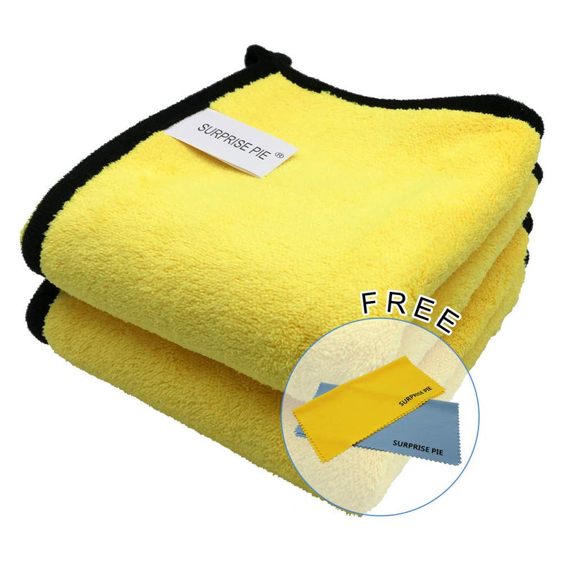  [AUSTRALIA] - SURPRISE PIE Extra Thick Microfiber Cleaning Cloths 16"x12" 2 Pack All-Purpose Absorbent Car Drying Wash Soft Reusable Detailing Polishing Towel Micro Fiber Towel Lint Free Streak Free