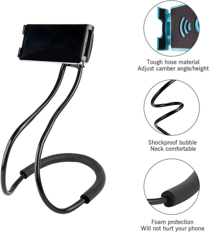  [AUSTRALIA] - NCElec 011 Neck Cell Desk Bed,Bike and Motorcycle Mount,Lazy Bracket Mobile Phone Stand Holder (Black) Black
