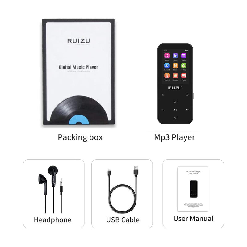  [AUSTRALIA] - MP3 Player with Bluetooth 5.0, Portable Digital Music Player 32GB with FM Radio, Voice Recorder, E-Book Reader, Video, Pedometer, Alarm Clock, Supports up to 128GB Micro SD Card