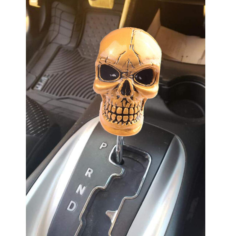  [AUSTRALIA] - WYF Universal Shift Knob Skull Gear Stick Skull Skull Resin Gear Shifter Knob Lever Cover for Most Manual or Automatic Transmission Without Button (Gold) Gold