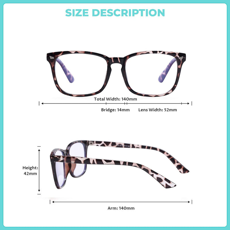 Blue Light Blocking Glasses Square Nerd Eyeglasses Frame Anti Blue Ray Computer Glasses Non Prescription Leopard+black+transparent+clear Pink - LeoForward Australia