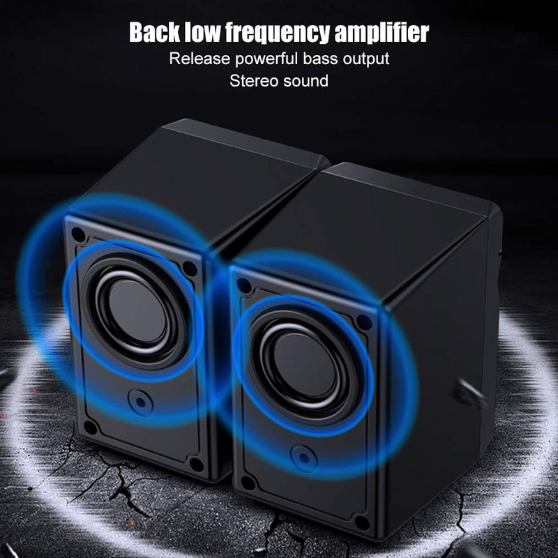  [AUSTRALIA] - Mini Computer Speakers,USB Powered 3.5MM Stereo Audio Cable,Desktop Computer Speakers Low Frequency Wired Speakers for PC,MP3 Player,Laptop,Smartphone(Black)