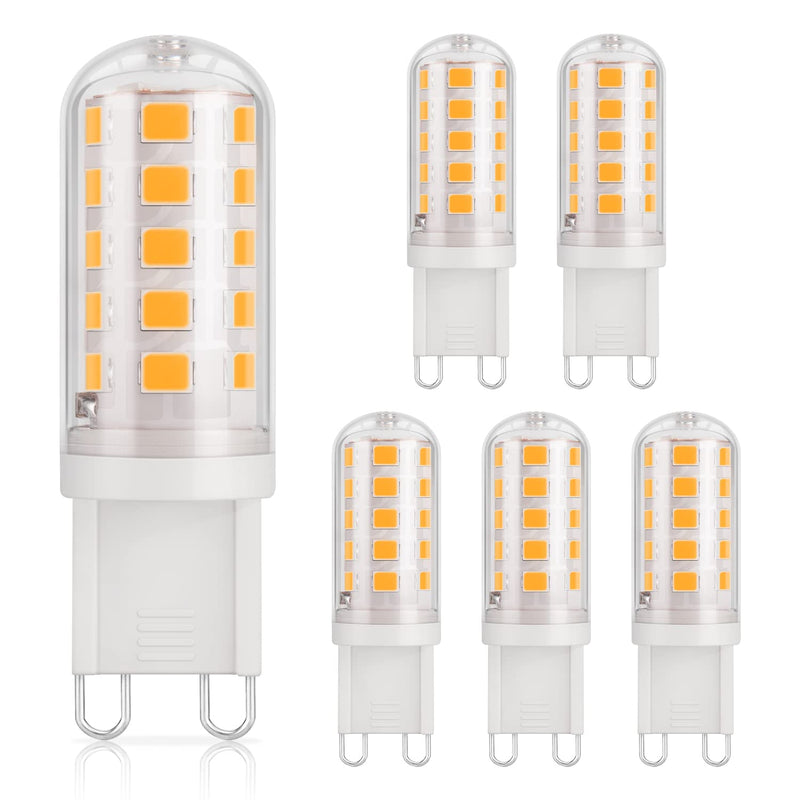  [AUSTRALIA] - DiCUNO G9 LED lamp warm white 3000K, LED bulb 3W corresponds to 30W-40W halogen lamp, G9 light bulb 430 lumens, no flickering, not dimmable, energy-saving G9 small bulb, set of 6