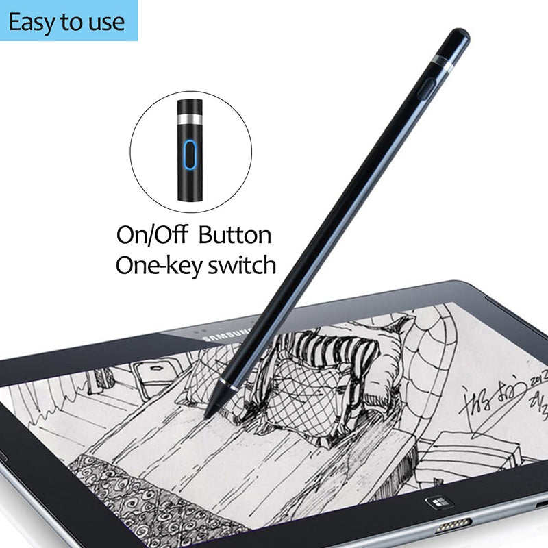  [AUSTRALIA] - Active Stylus Pens for Touch Screens, DOGAIN Stylist Digital Pen, 1.5mm Fine Point Rechargeable iPad Pencil for Drawing/Writing/Playing, Compatible with iOS/Android and Other Tablets(Black) black