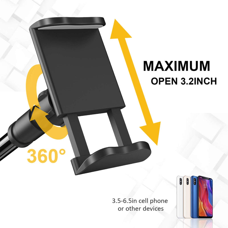  [AUSTRALIA] - SHAWE Phone Holder Bed Gooseneck Mount - Flexible Arm 360 Mount Clip Adjustable Bracket Clamp Stand Compatible with Cell Phone 11 Pro XS Max XR X 8 7 6 Plus 5 4, Samsung S10 S9 S8 for Bedroom Desk Black