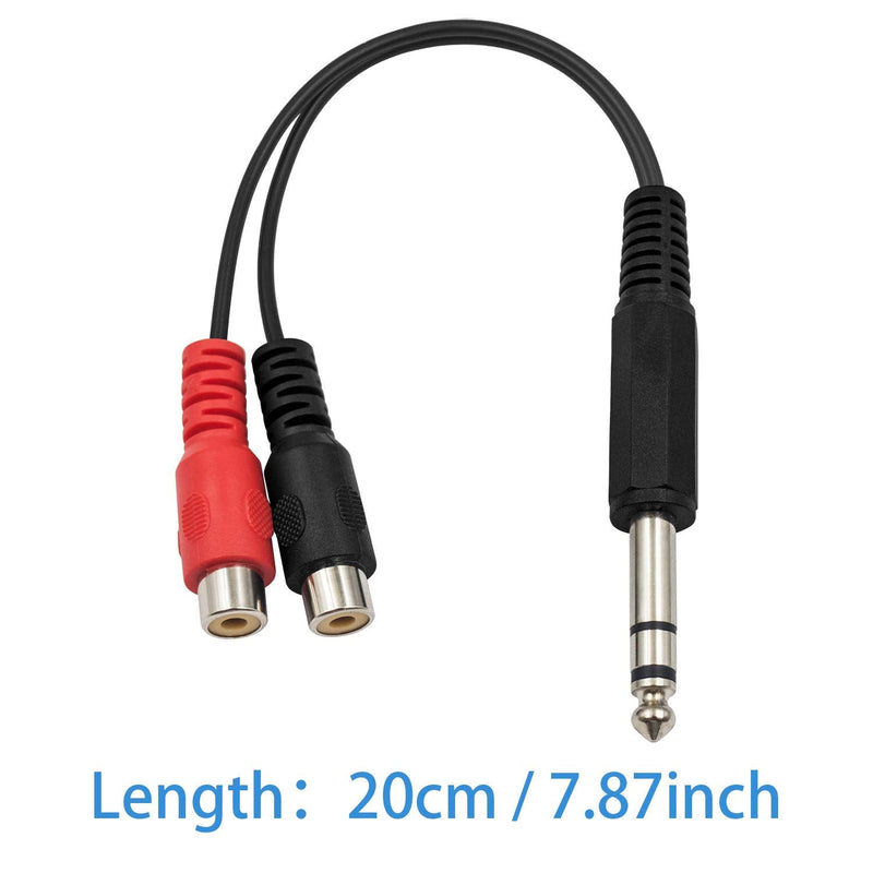  [AUSTRALIA] - Poyiccot RCA to 1/4 Adapter, RCA Female to 1/4 '' Splitter Cable, 6.35mm 1/4 inch TRS Stereo Jack Male to 2 RCA Female Plug Y Splitter Adapter Cable, 6.35mm to RCA Cable 20cm/8inch (6.35M-2RCAFM