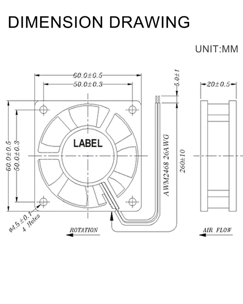  [AUSTRALIA] - GDSTIME Dual Ball Bearing 60mm x 60mm x 20mm 12v Brushless DC Cooling Fan