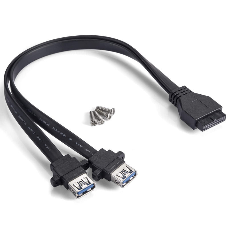  [AUSTRALIA] - BEYIMEI 2 Ports USB 3.0 Front Cable, 19-pin Socket to Dual Type-A Plug, Suitable for Replacing The USB Connection of The Computer Housing (0.3 m / 0.98ft) BLACK