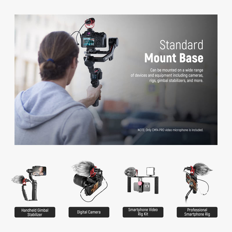  [AUSTRALIA] - NEEWER Video Microphone for Phone, On Camera Mic Kit with Red Pro Shock Mount Compatible with iPhone Android Smart Phones DSLR Camera Tablet (iPhone Adapter Not Included), CM14 PRO