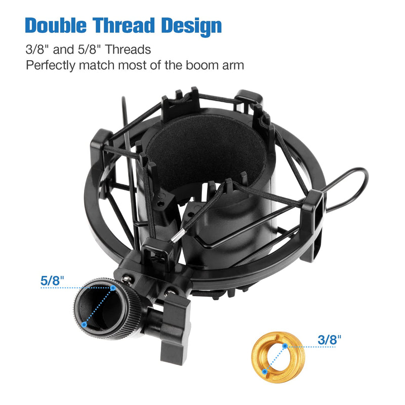  [AUSTRALIA] - Microphone Shock Mount with Pop Filter, Mic Anti-Vibration Suspension Shock Mount Holder Compatible for Audio Technica AT2020 AT2035 ATR2500 Mic by WIBOND
