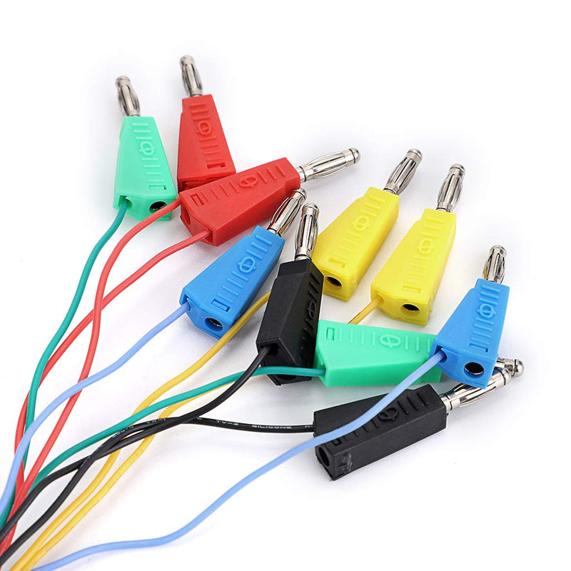  [AUSTRALIA] - Sumnacon 10 Pcs Stackable Banana Plug to Female Jumper Wire - 26 AWG Binding Post to Solderless Breadboard Jumper Wire, Soft Silicone Flexible Wire Leads for Electrical Testingrical Testing