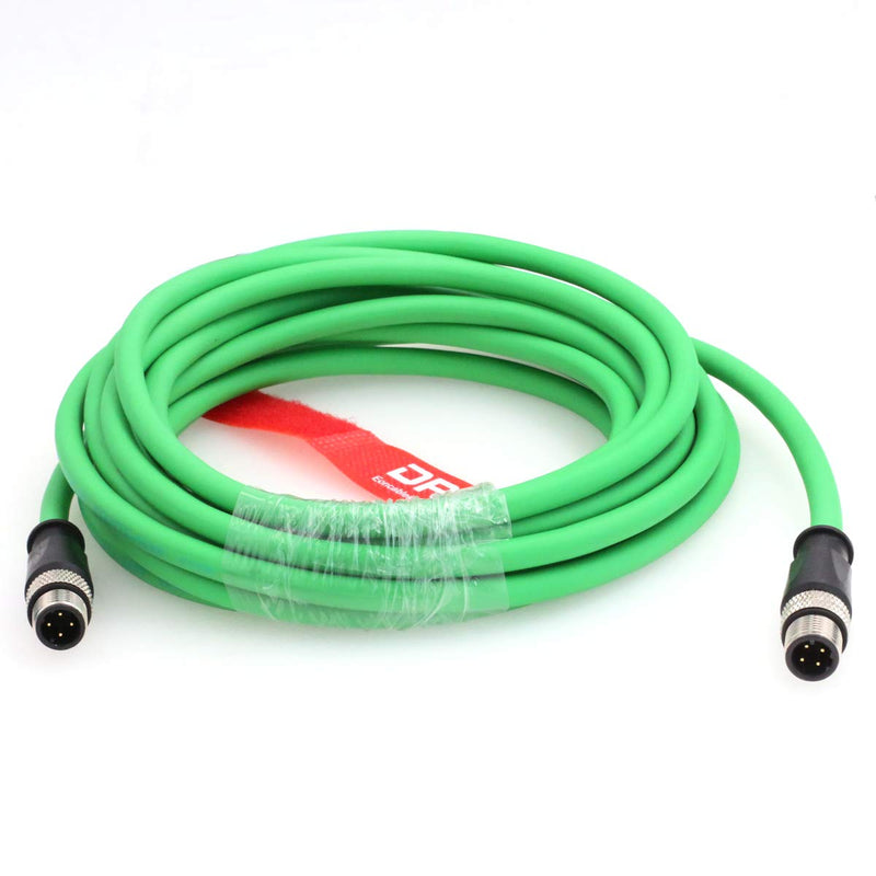  [AUSTRALIA] - DRRI M12 4Pin D-Code Male to D-Code Male Extension Ethernet Shielded Cat5 Cable (3M) 3M Green