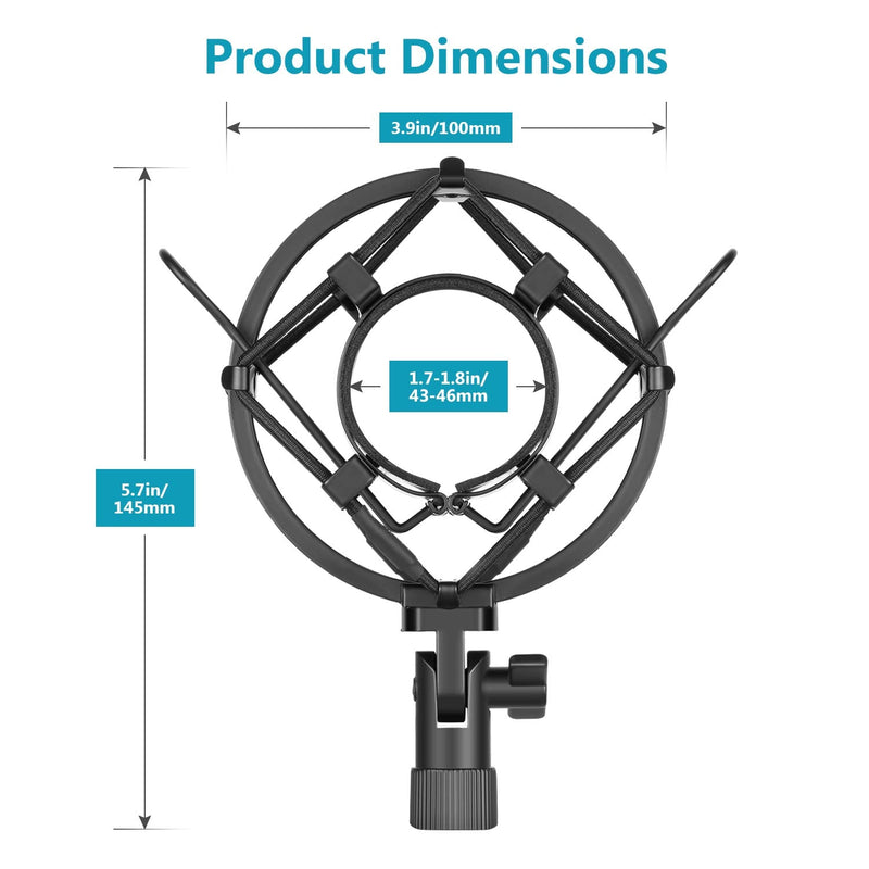  [AUSTRALIA] - Neewer Universal 45MM Microphone Shock Mount for 43MM-46MM Diameter Condenser Mic (Black)