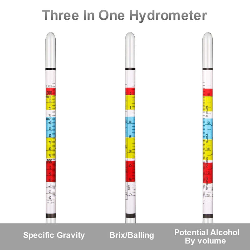 Circrane Hydrometer & Glass Test Jar Set, Triple Scale Alcohol Hydrometer with Glass Cylinder for Brew Beer, Wine, Mead and Kombucha, ABV, Brix and Gravity Test Kit, Home Brewing Supplies - LeoForward Australia