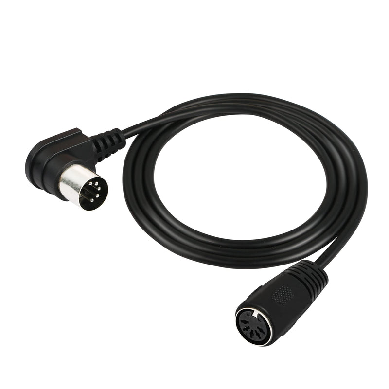  [AUSTRALIA] - GINTOOYUN DIN 5 Pin Cable, 5-PIN Din 90 Degree Male to Female Audio Adapter for Vintage Television Set, DVD, Monitor (Black-1.5m) Black-1.5m