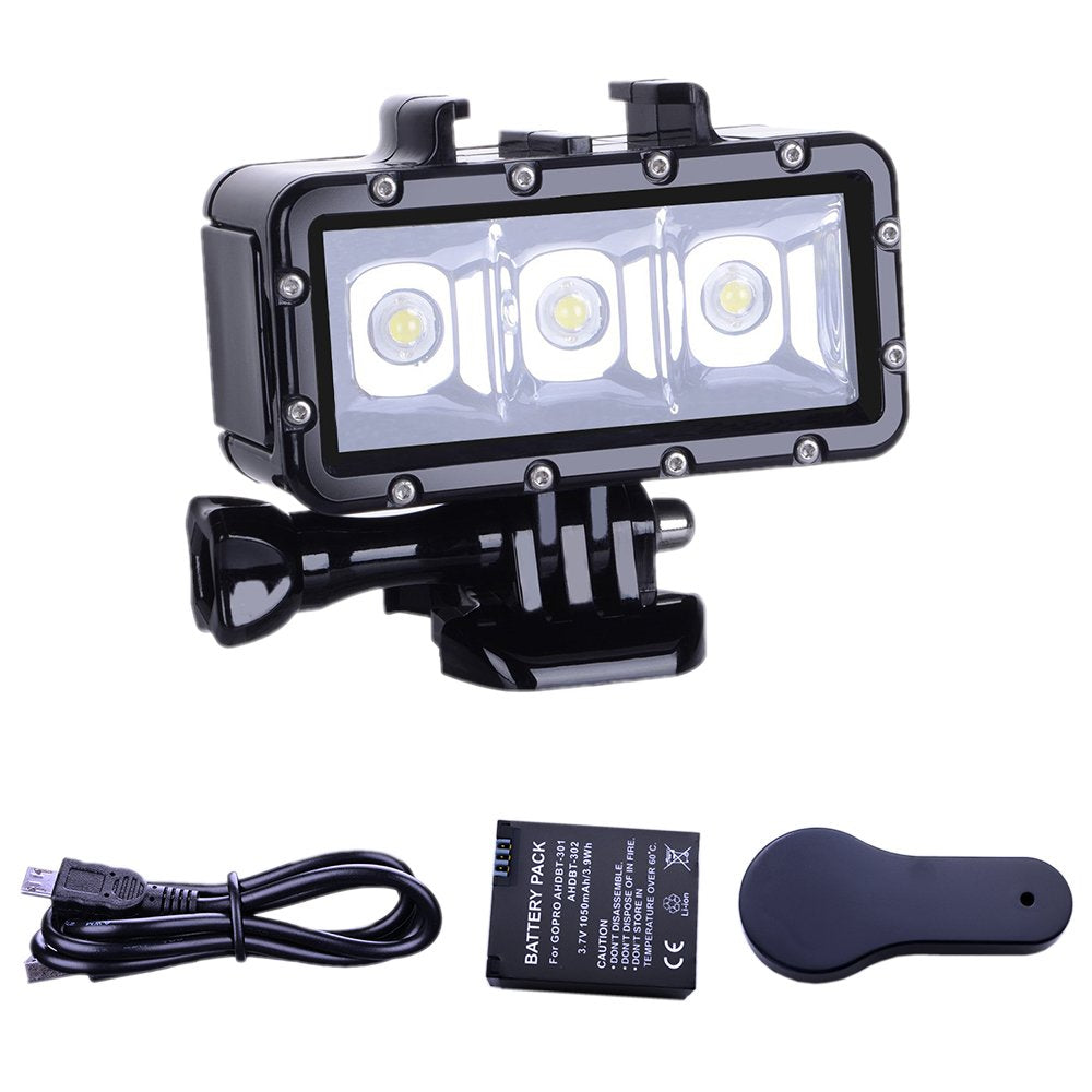  [AUSTRALIA] - Suptig Diving light High Power Dimmable Waterproof LED Video Light Fill Night Light Diving Underwater Light Waterproof 147ft(45m) for Gopro Hero 9 Hero 8/ Hero 7/Hero 5/6/5S/4/4S/3+/2/ AKASO YI Action