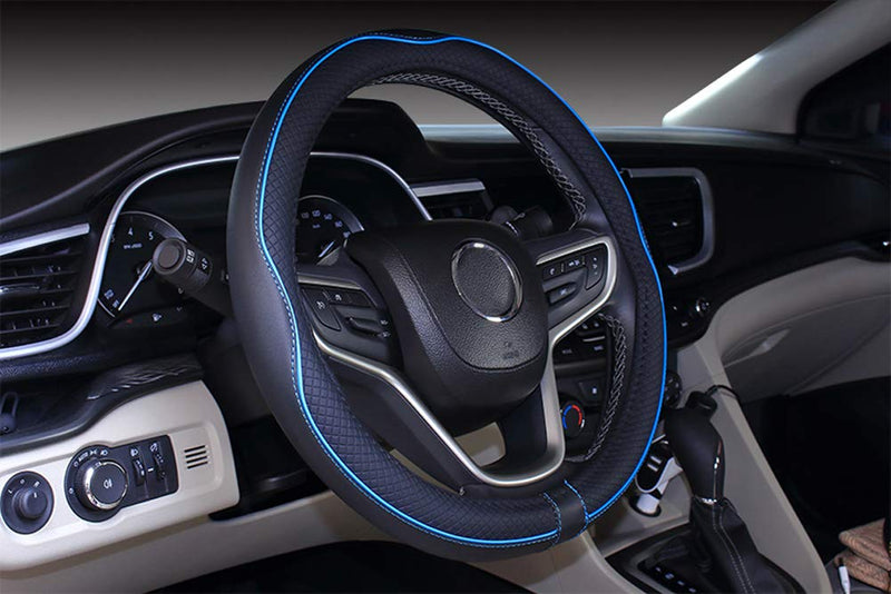  [AUSTRALIA] - 2019 New Microfiber Leather Car Extra Large 18 Steering wheel Cover for Big Trucks (18'', Black Blue) 17.5-18'' Black Red