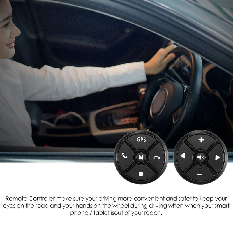 [AUSTRALIA] - PolarLander Universal Wireless Car Steering Wheel Controller 4 Key Music DVD GPS Navigation Steering Wheel Radio Remote Control Buttons Black