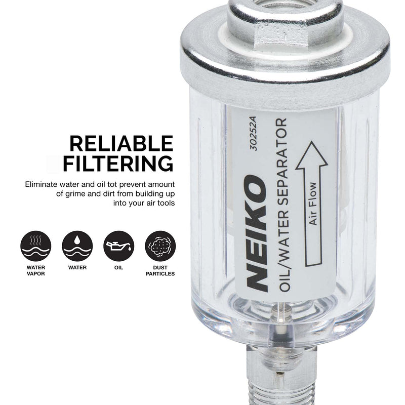 Solimeta Water Separator Air Filter – 1/4 Inch NPT In/Out, 150 PSI Max, For Pneumatic Tools & Paint Sprayers