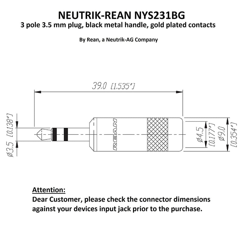  [AUSTRALIA] - WORLDS BEST CABLES 10 Foot - Quad Balanced Headphone Extension Cable Custom Made Using Mogami 2893 Wire and Neutrik-Rean NYS231BG Male & NYS240BG Female 3.5mm Gold TRS Plugs